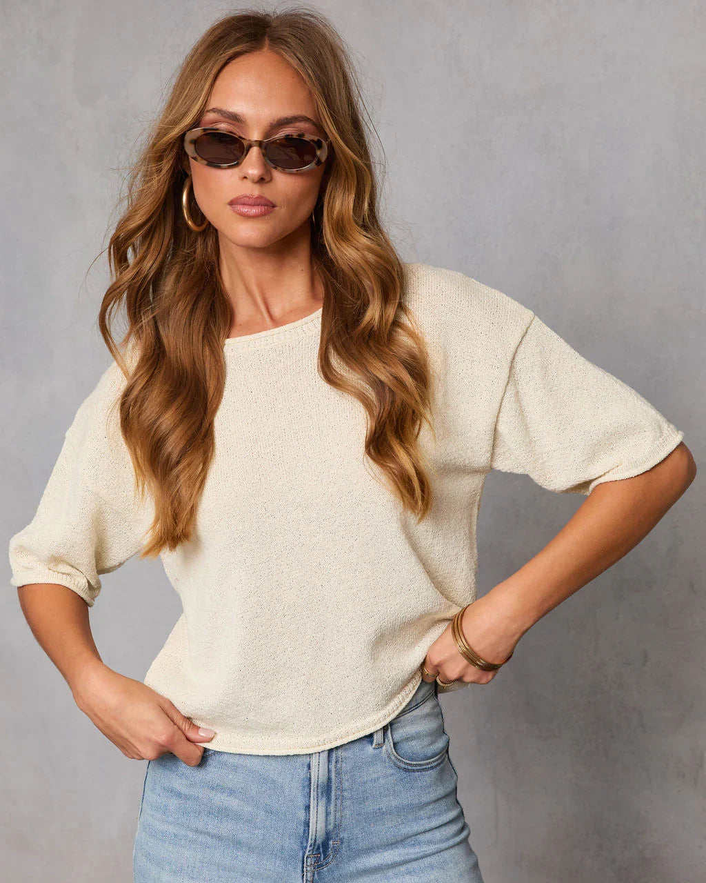 Soft Balance Knit Short Sleeve Top