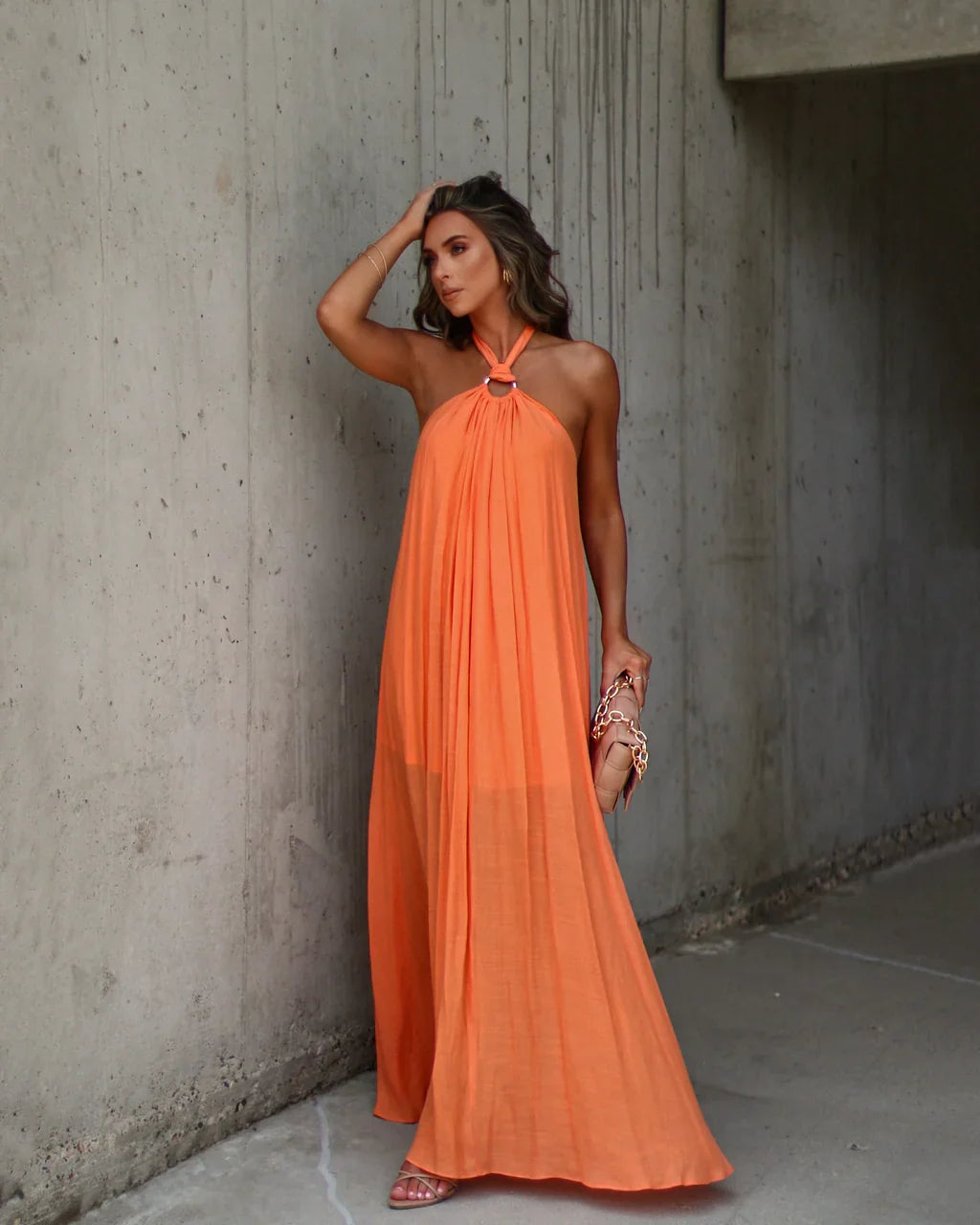 Nolah Pleated Halter Maxi Dress