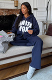 Club 14 Allie Boxy Zip Front Hoodie Navy
