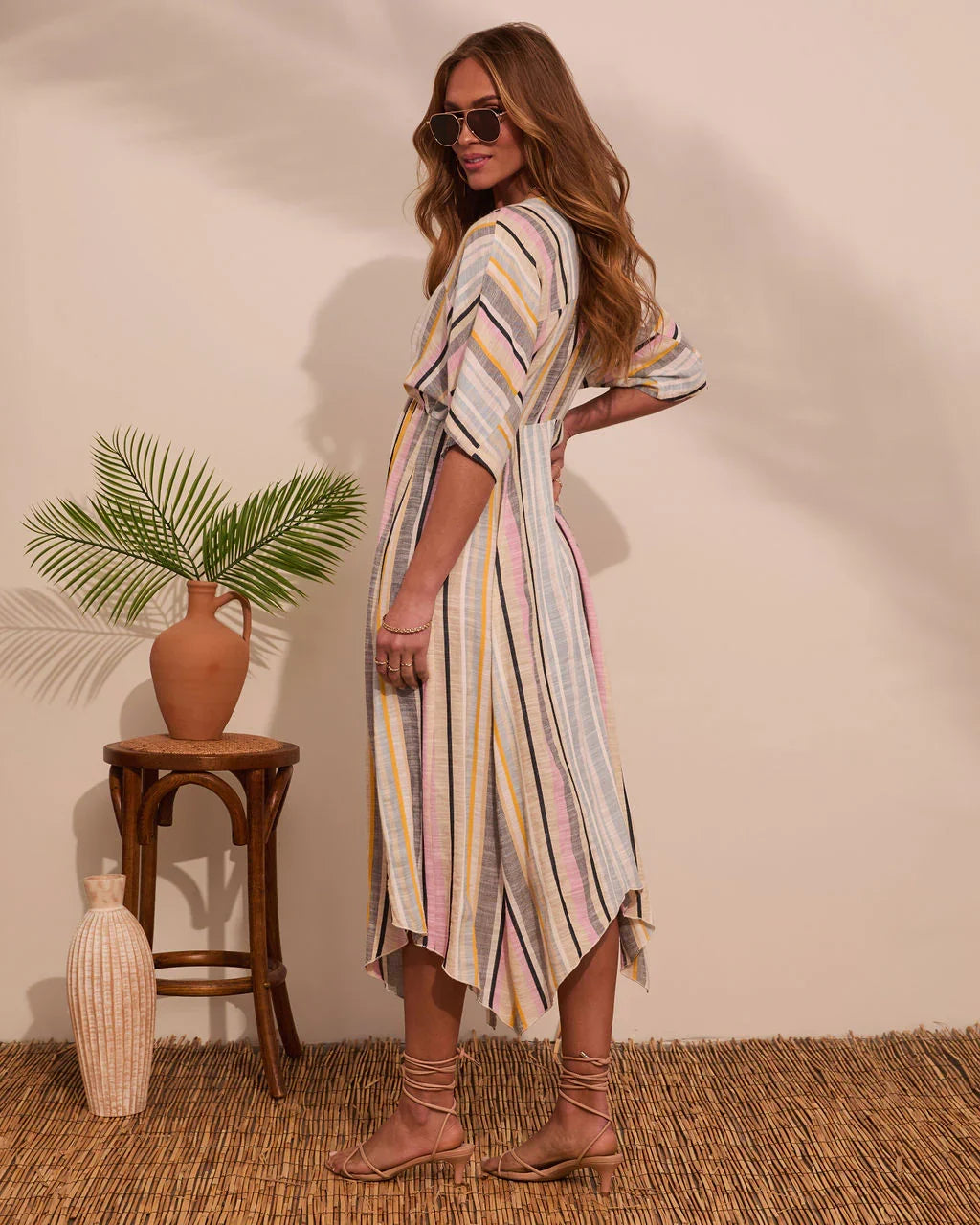 At Beachside Flowy Linen Midi Dress