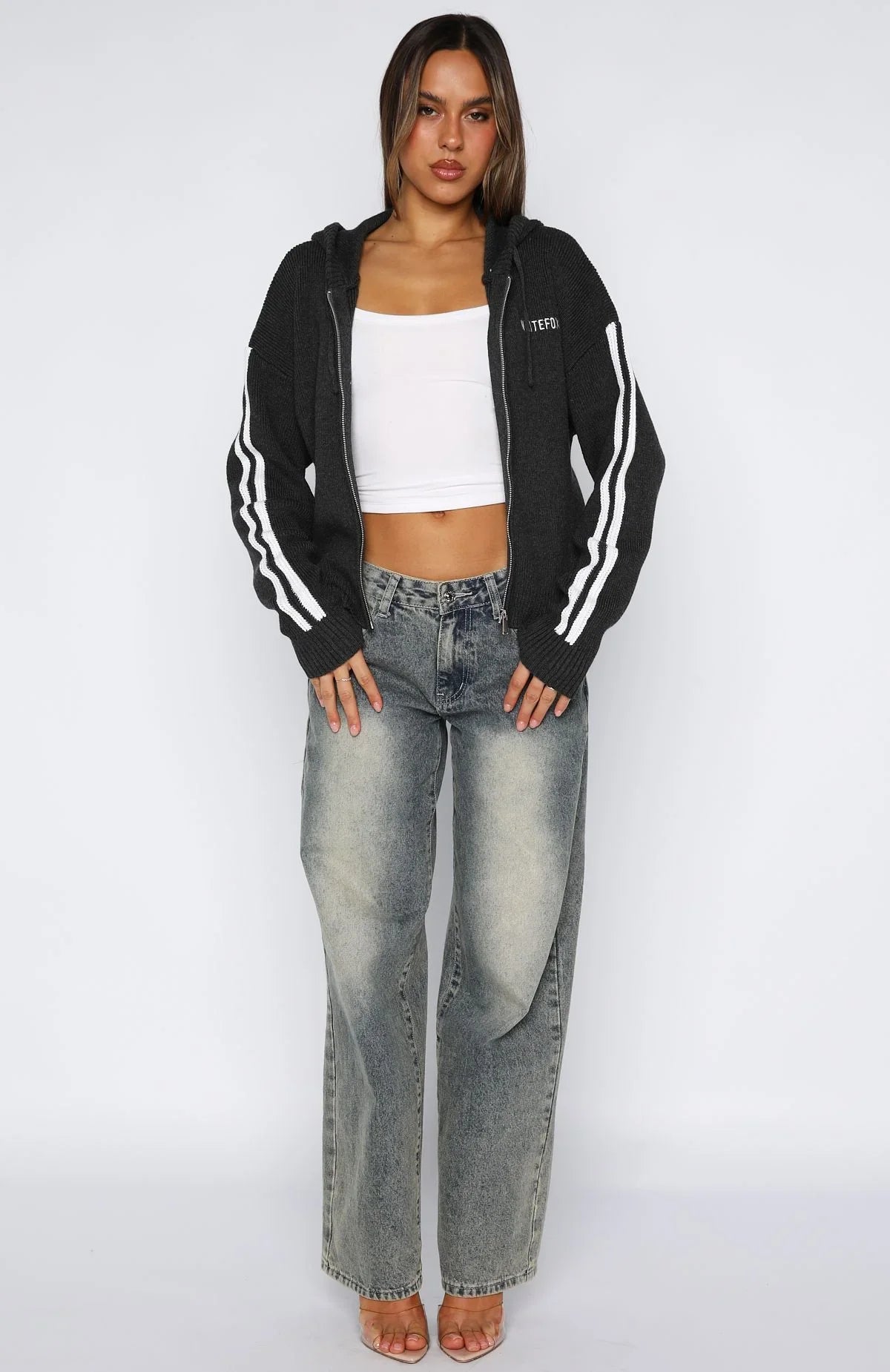 Next One Up Knit Hoodie Charcoal