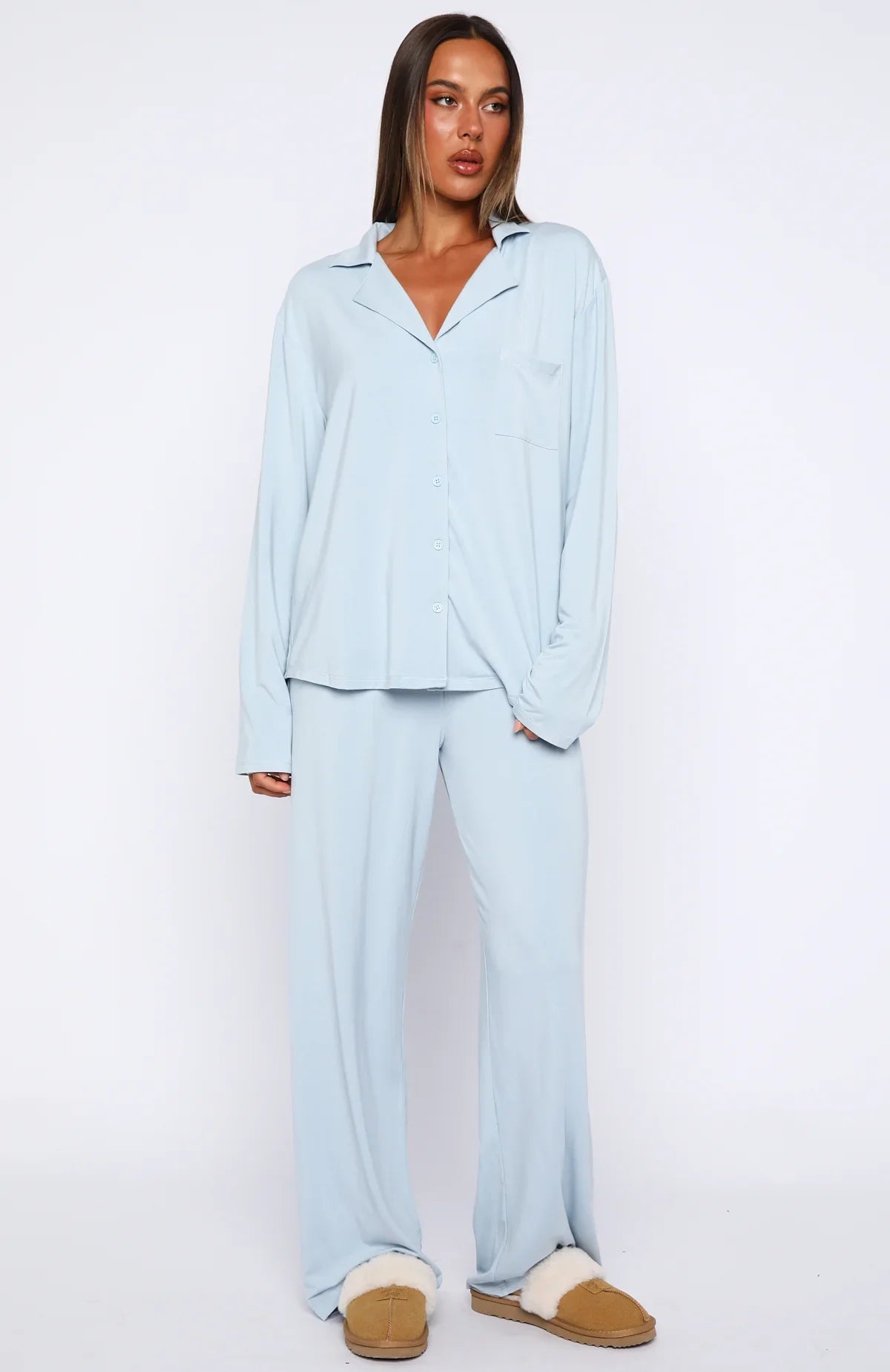 Pillow Talk Long Sleeve Pyjama Set Dusty Blue