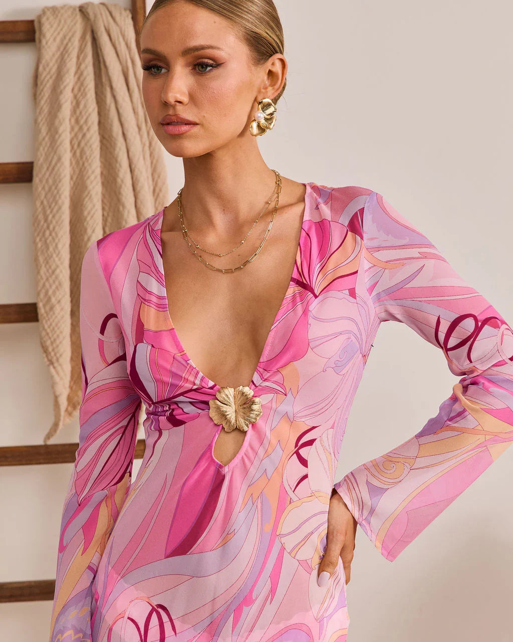 Fluid Shift Abstract Mesh Cover Up Dress