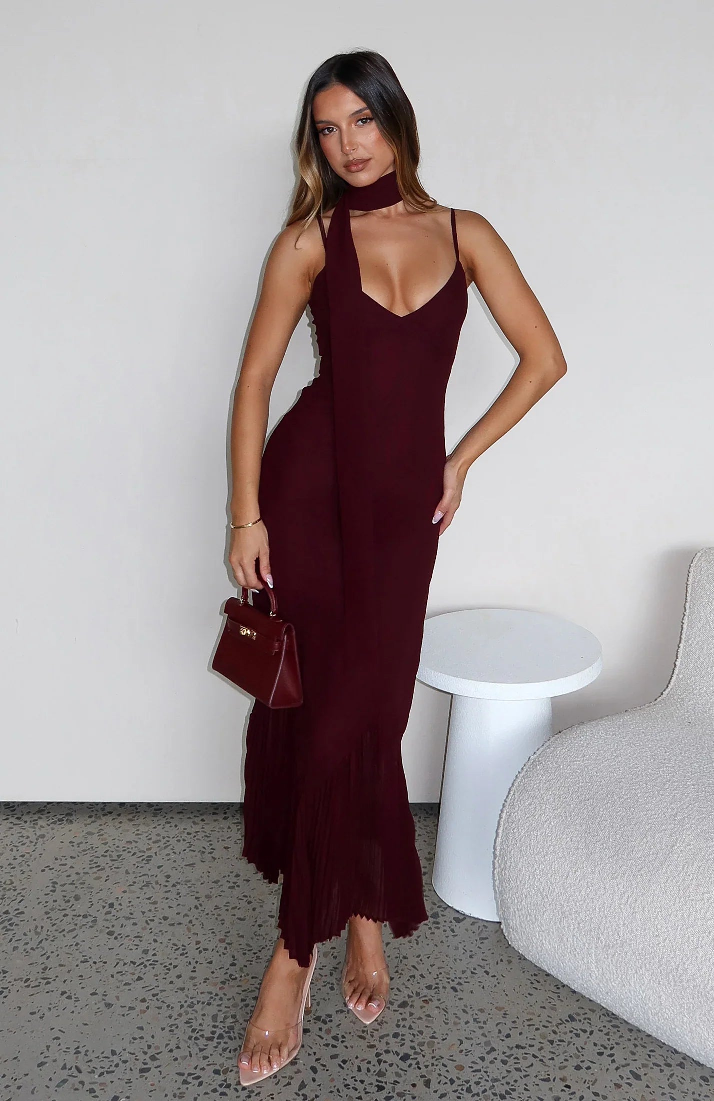 See You Later Maxi Dress Burgundy