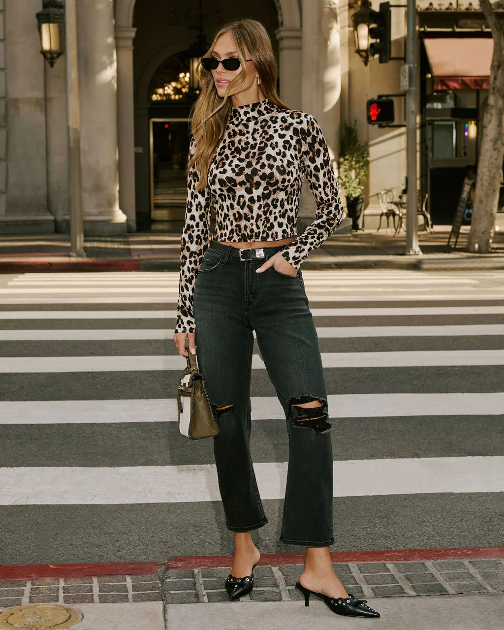 Giuliana Animal Print Mockneck Top