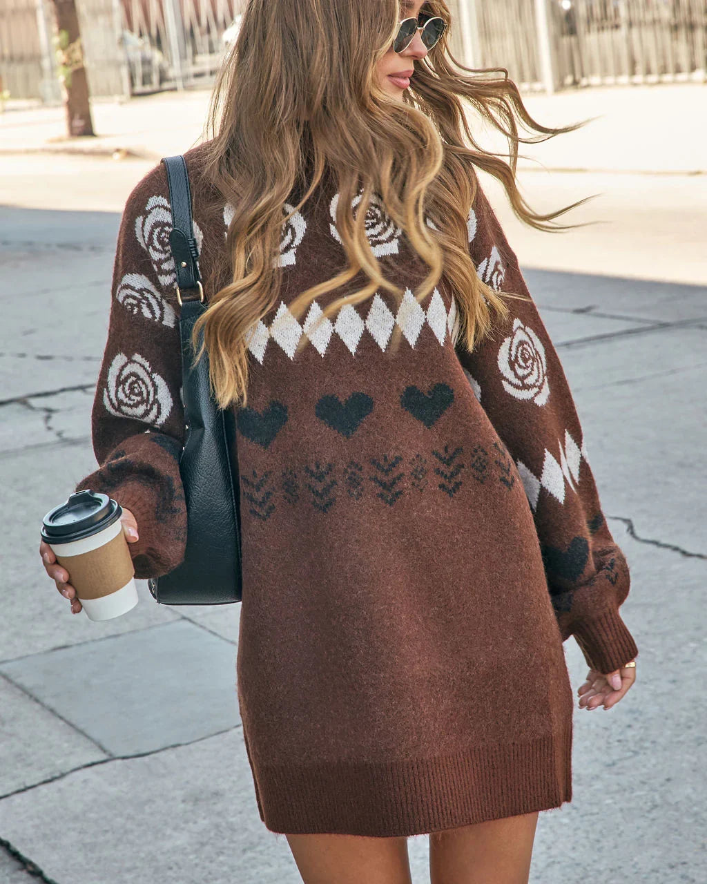 Marrene Abstract Mini Sweater Dress