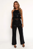 Della Sequin Halter Top Black