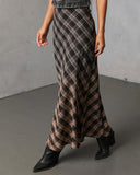 Bronzed Harvest Plaid Maxi Skirt