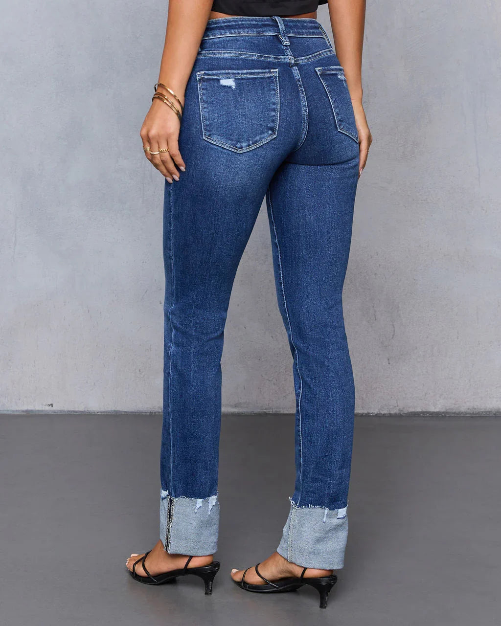 Aldah Super Stretch Cuffed Mid Rise Jeans
