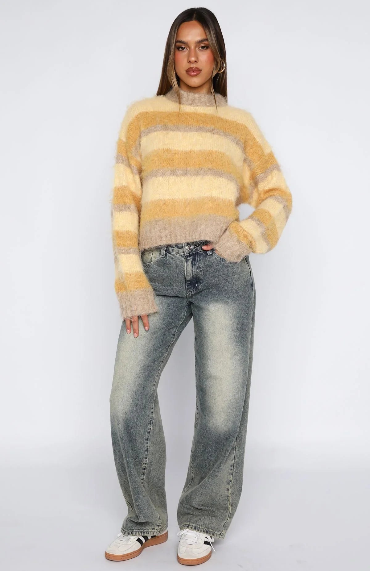 Soft Embrace Knit Sweater Honeycomb Stripe