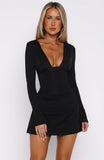 Be Right Back Long Sleeve Mini Dress Black