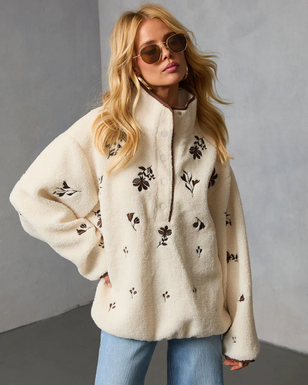 Chalet Embroidered Floral Pullover Jacket