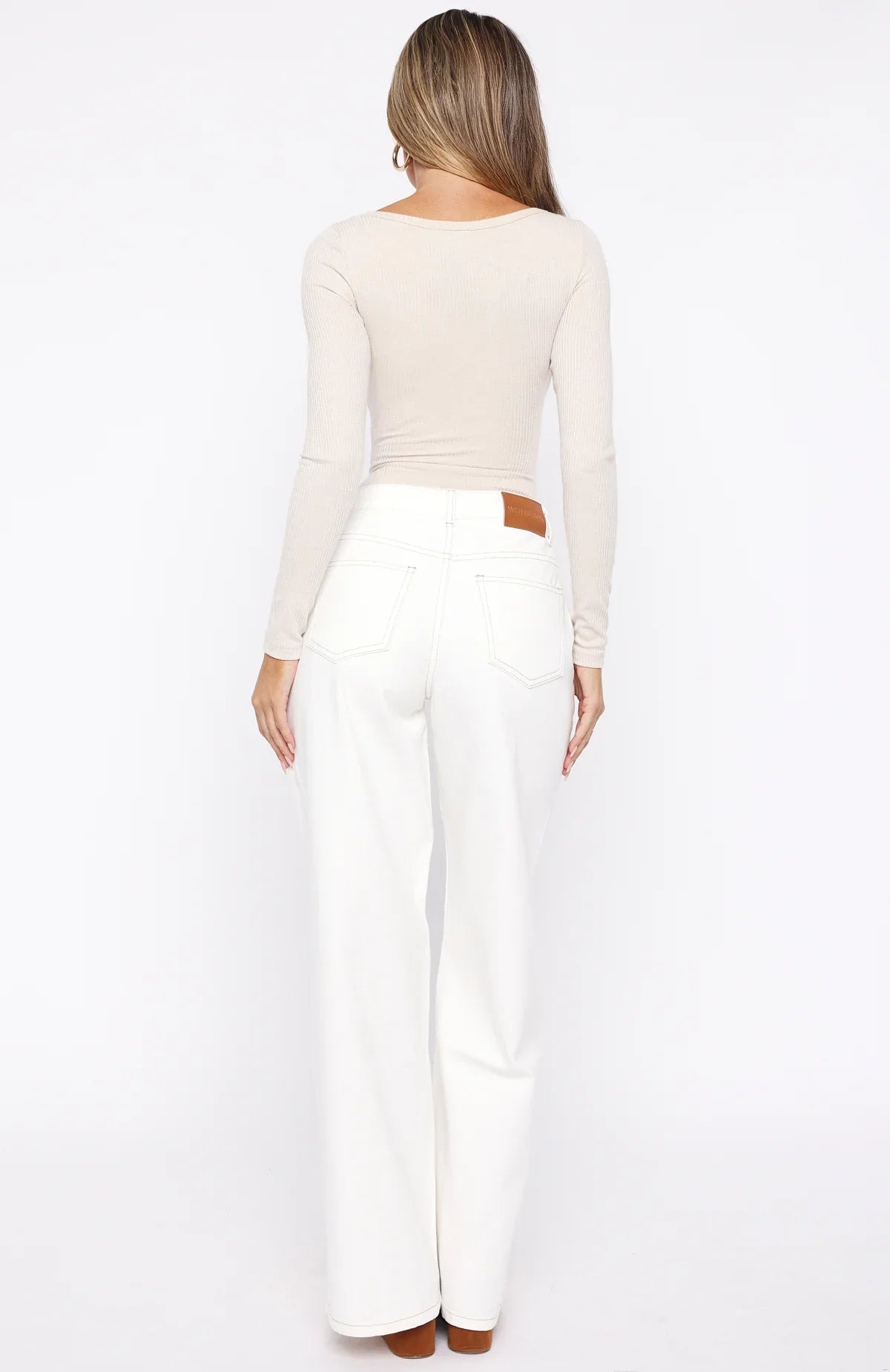 Just My Type Mid Rise Wide Leg Jeans Off White