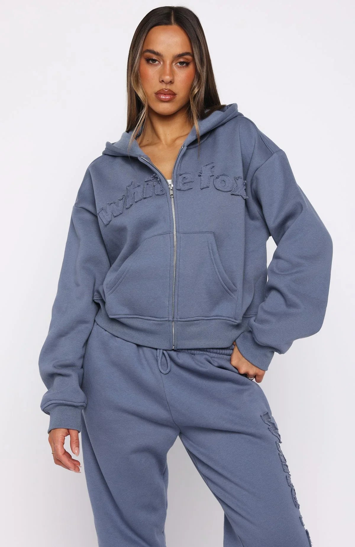From The Archives Lexi Boxy Zip Front Hoodie Ocean