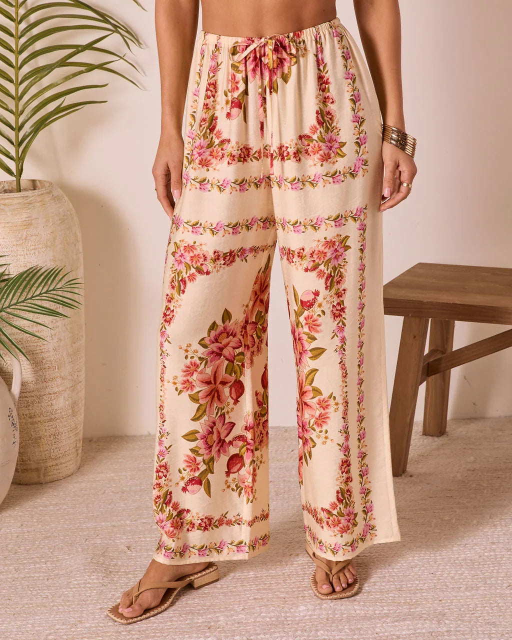 Hibiscus Haze Abstract Printed Pants