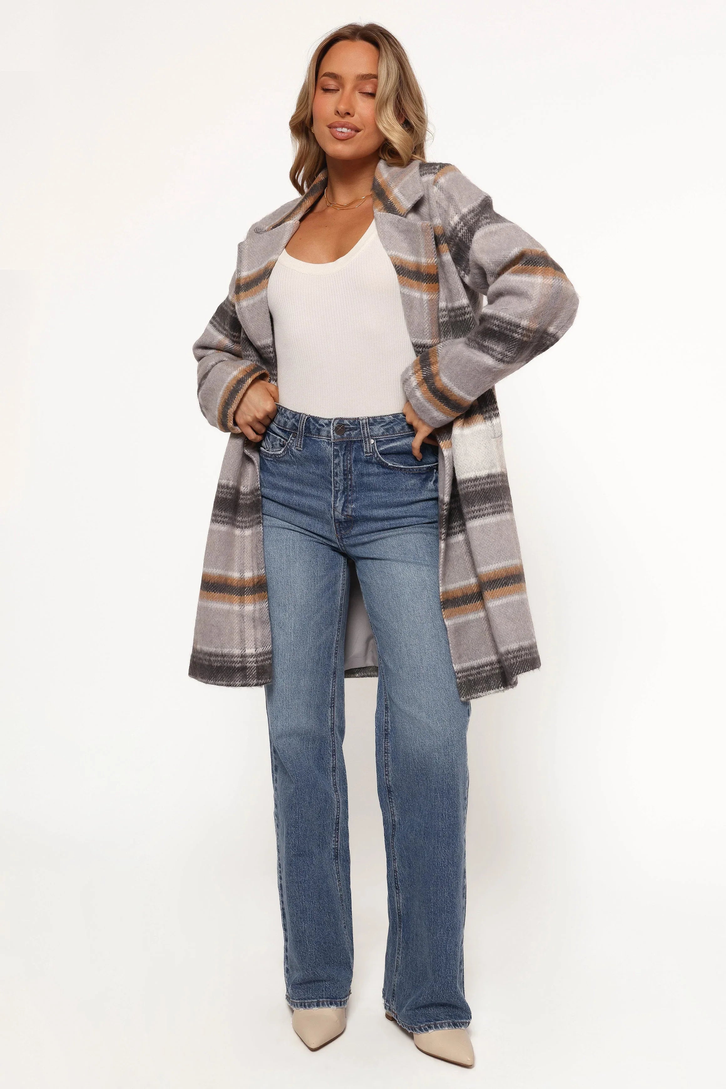 Zella Long Coat Grey Multi