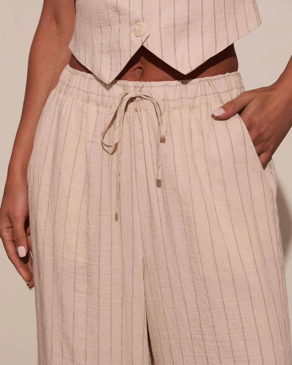 Hazel Pinstripe Wide Leg Pants