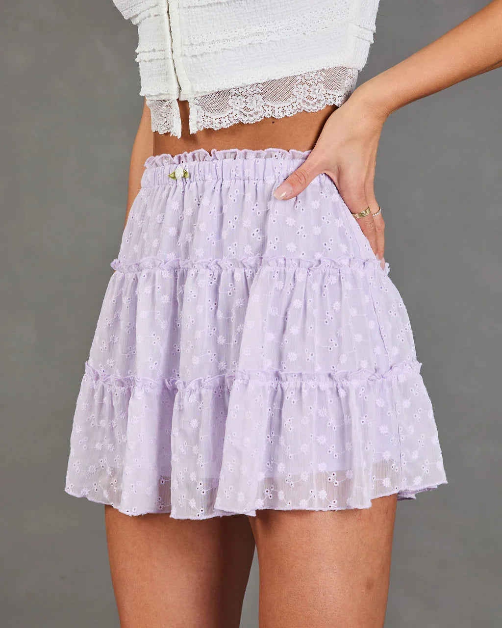 Balcony Breeze Tiered Mini Skirt