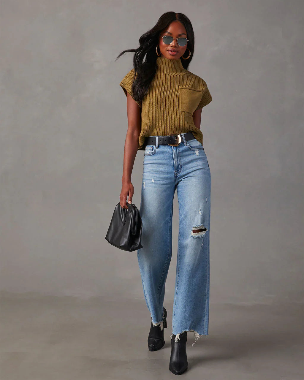 Brooke Mock Neck Short Sleeve Sweater