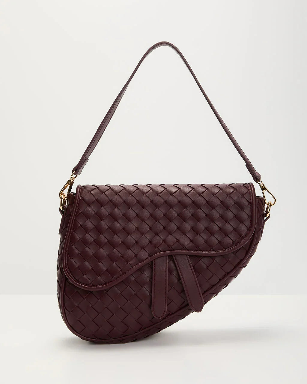 Kalila Faux Leather Woven Saddle Bag
