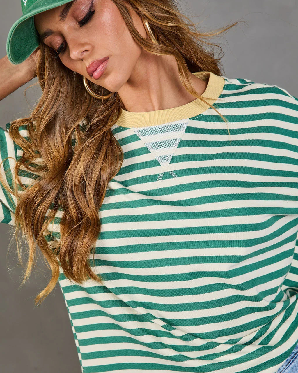 Whispering West Striped Oversized Top