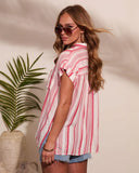 Salted Glow Striped Button Down Short Sleeve Top
