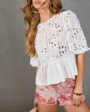 Soft Romance Eyelet Peplum Top