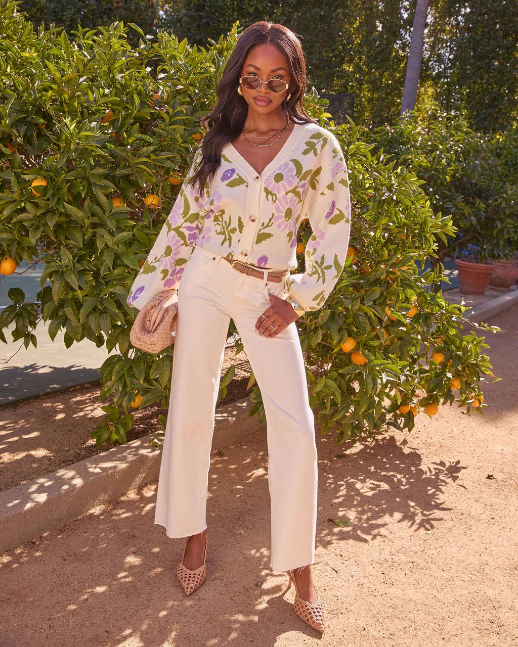 Whispering Blossoms Floral Knit Cardigan