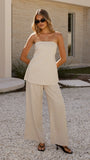 Kailani Strapless Top and Pants Set Oat