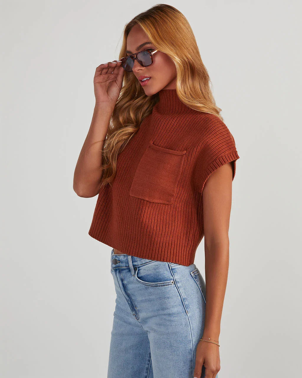 Brooke Mock Neck Short Sleeve Sweater