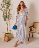 Salt Sky Plunging Neckline Maxi Dress