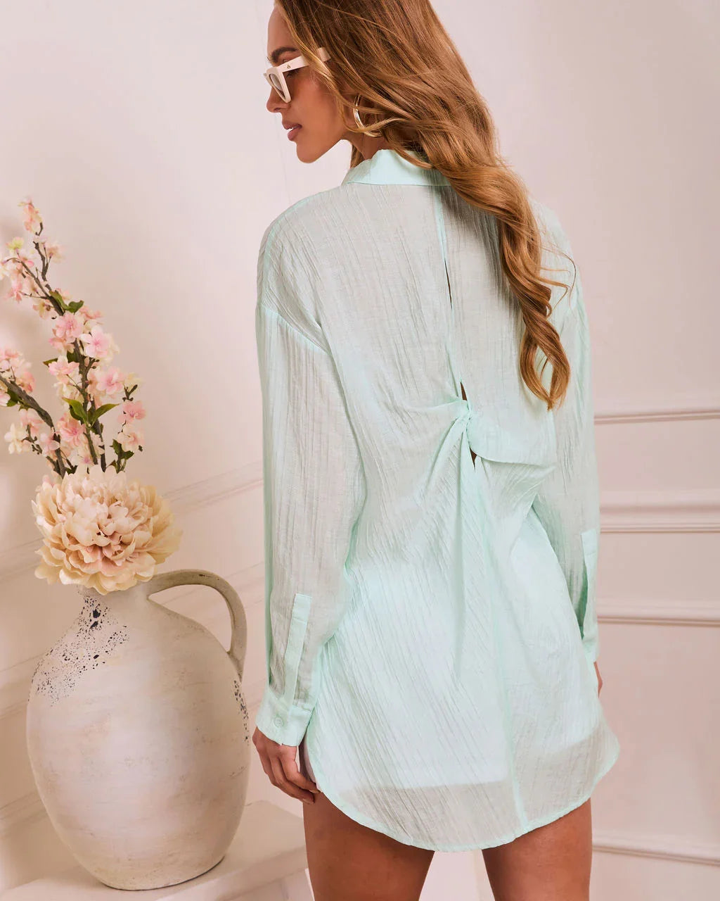 Pure Poise Crinkle Button Down Top