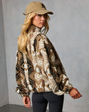 Vanilla Mist Aztec Print Quarter Zip Jacket