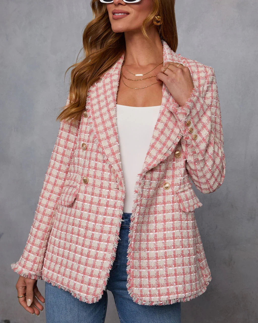Darling Me Tweed Double Breasted Blazer