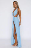 Dance With Me Maxi Halter Dress Powder Blue
