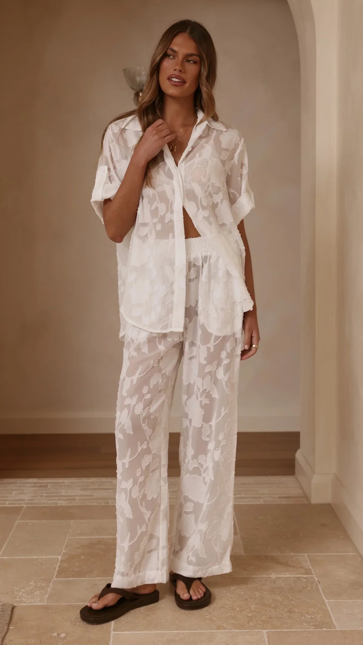 Mollie Lace Shirt White