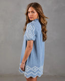 Blue Harvest Floral Denim Mini Shirt Dress