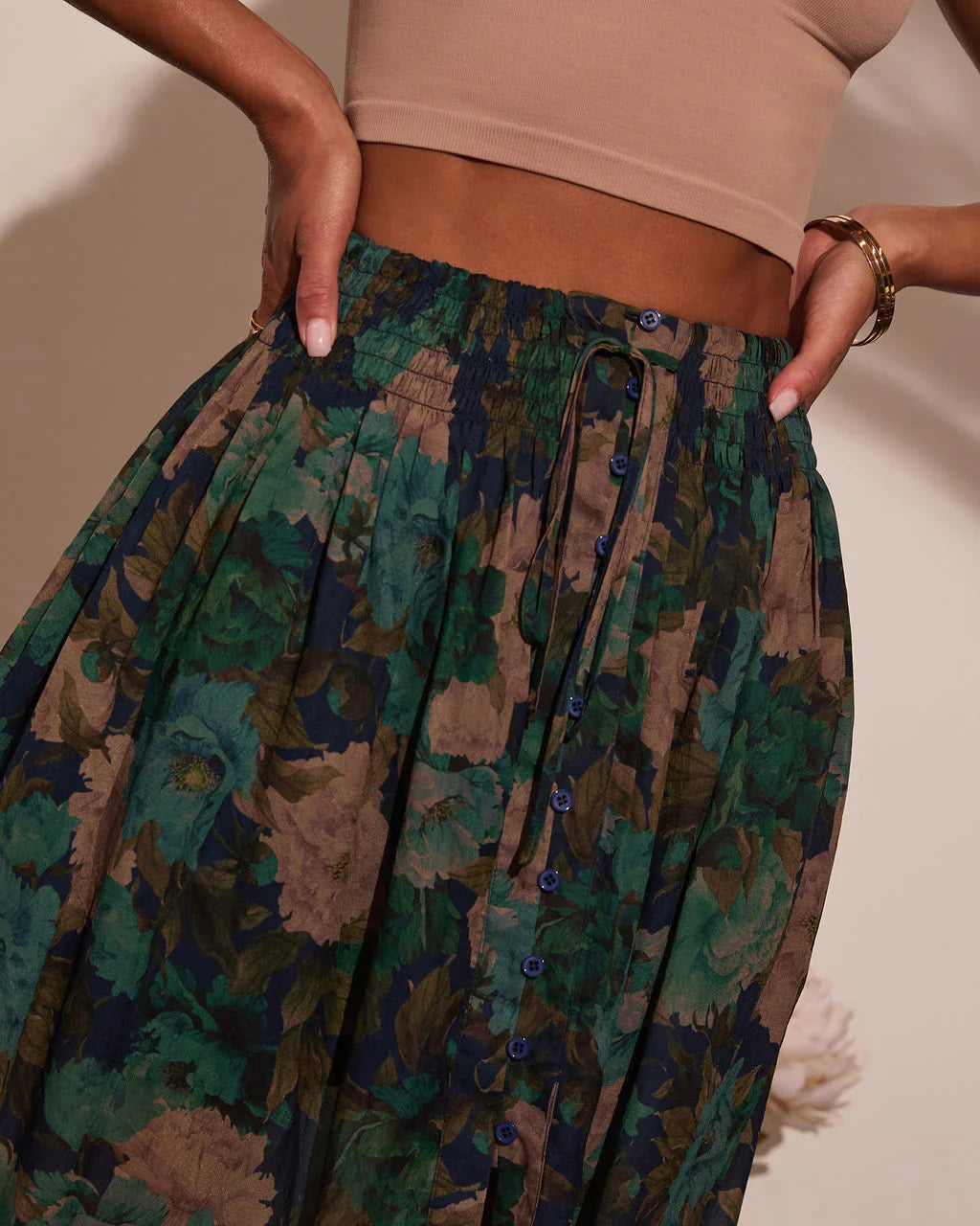 Levvie Front Tie Maxi Skirt