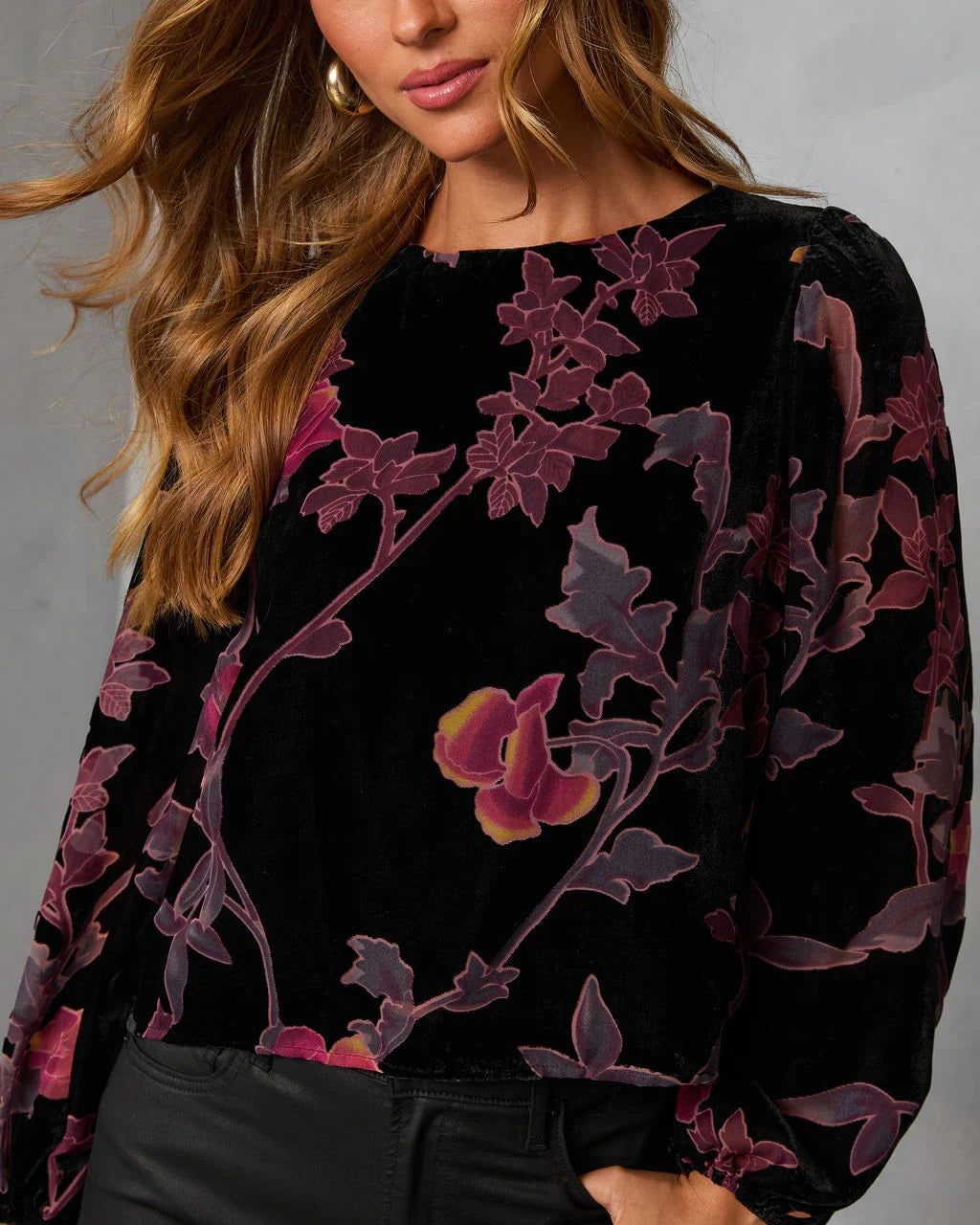 Dusk Undone Printed Velvet Top