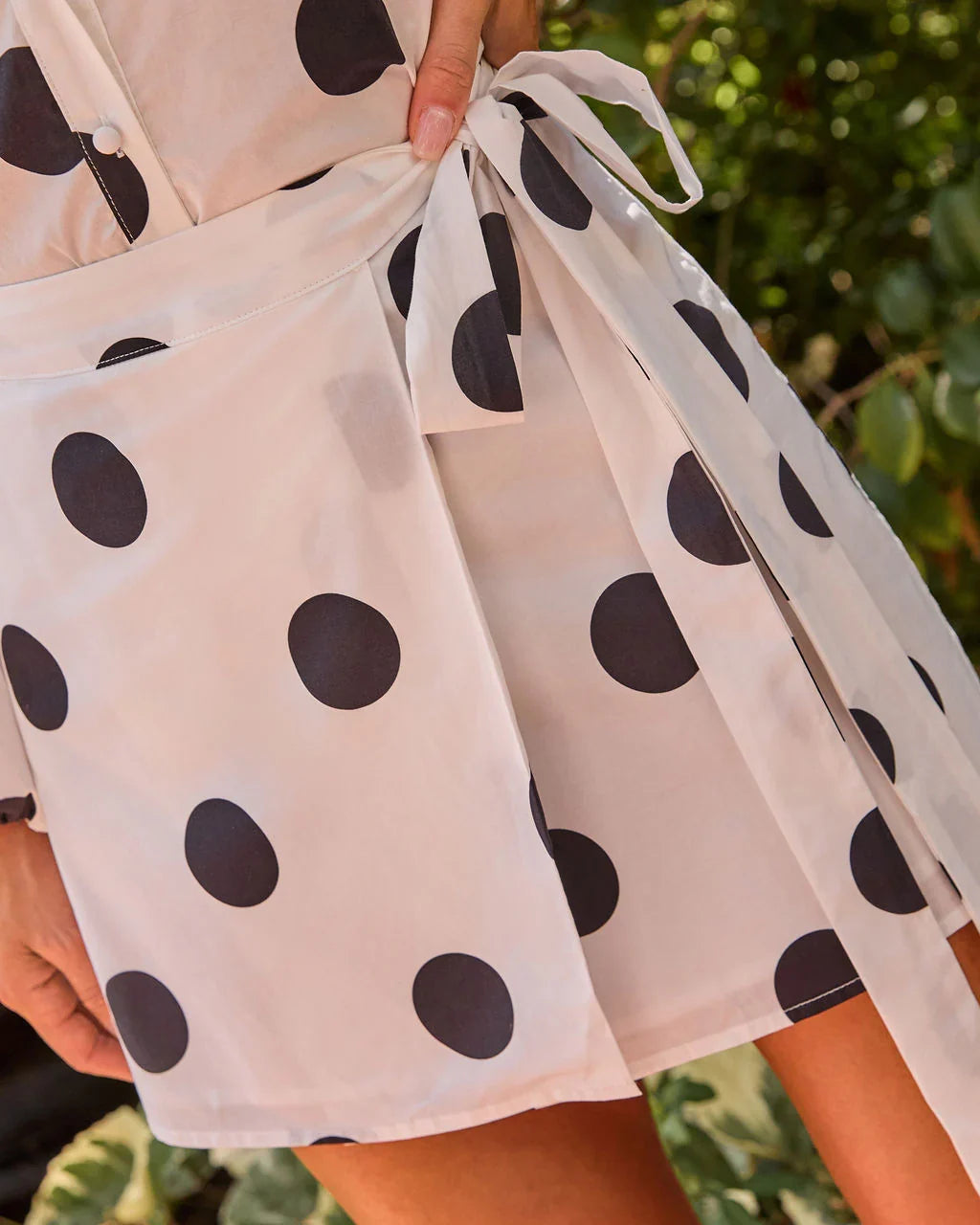 Spotted Love Cotton Polka Dot Wrap Tie Mini Skirt