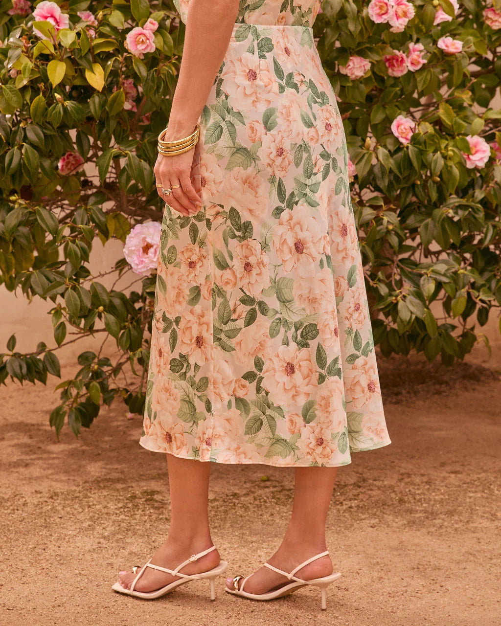 Garden Affair Floral Satin Midi Skirt