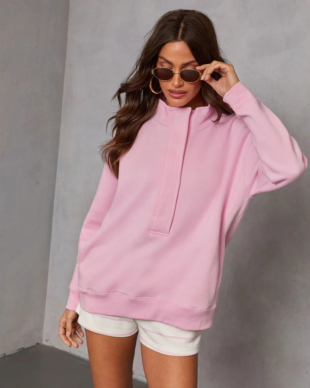 Cloud Kiss Partial Button Sweatshirt