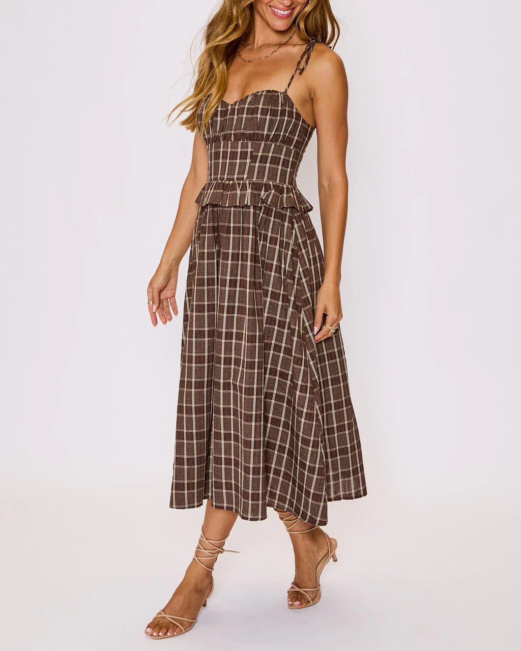 Emma Plaid Midi Dress