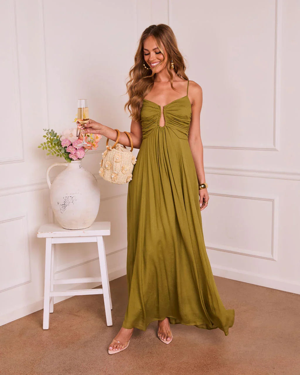 Emarah Cut Out Fit And Flare Midi Dress