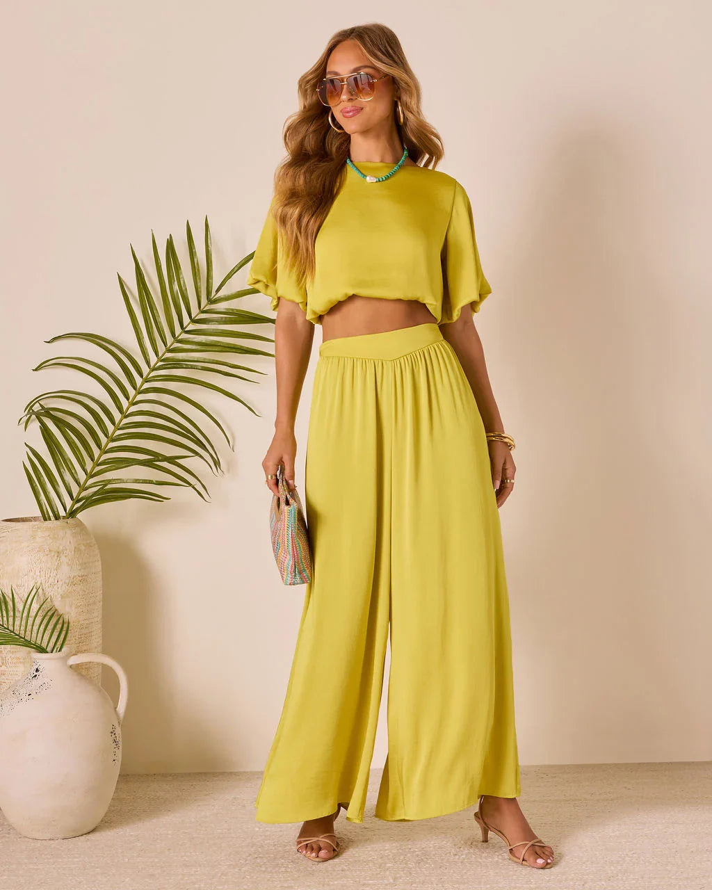 Island Drift Pleated Wide Leg Pants