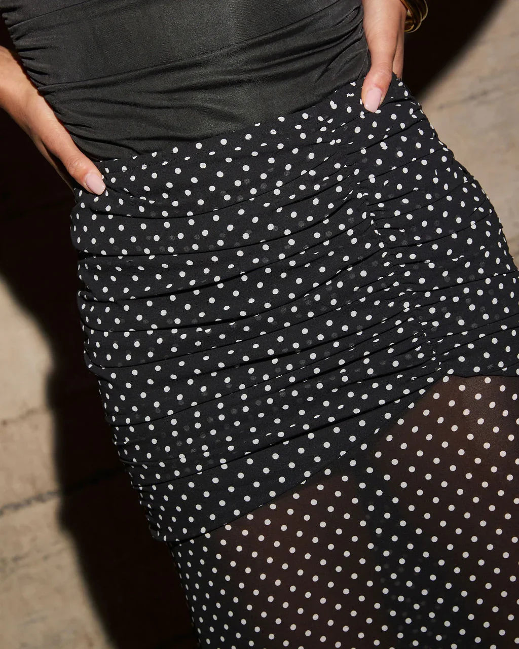 Moonstone Polka Dot Maxi Skirt
