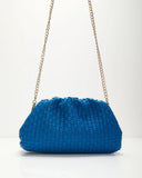 Janice Woven Leather Pouch Clutch