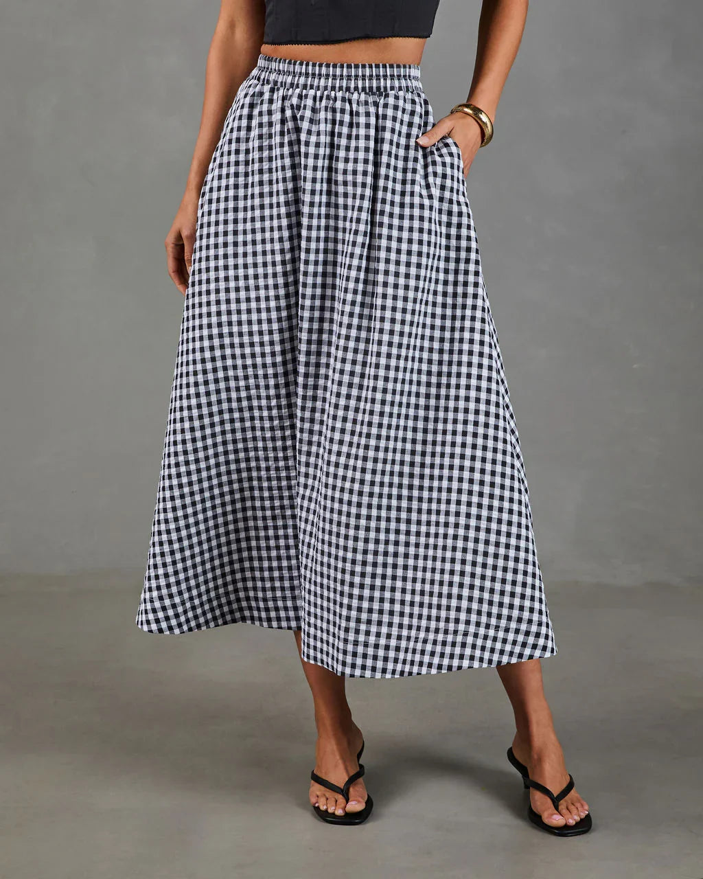 Heritage Club Gingham Print Midi Skirt
