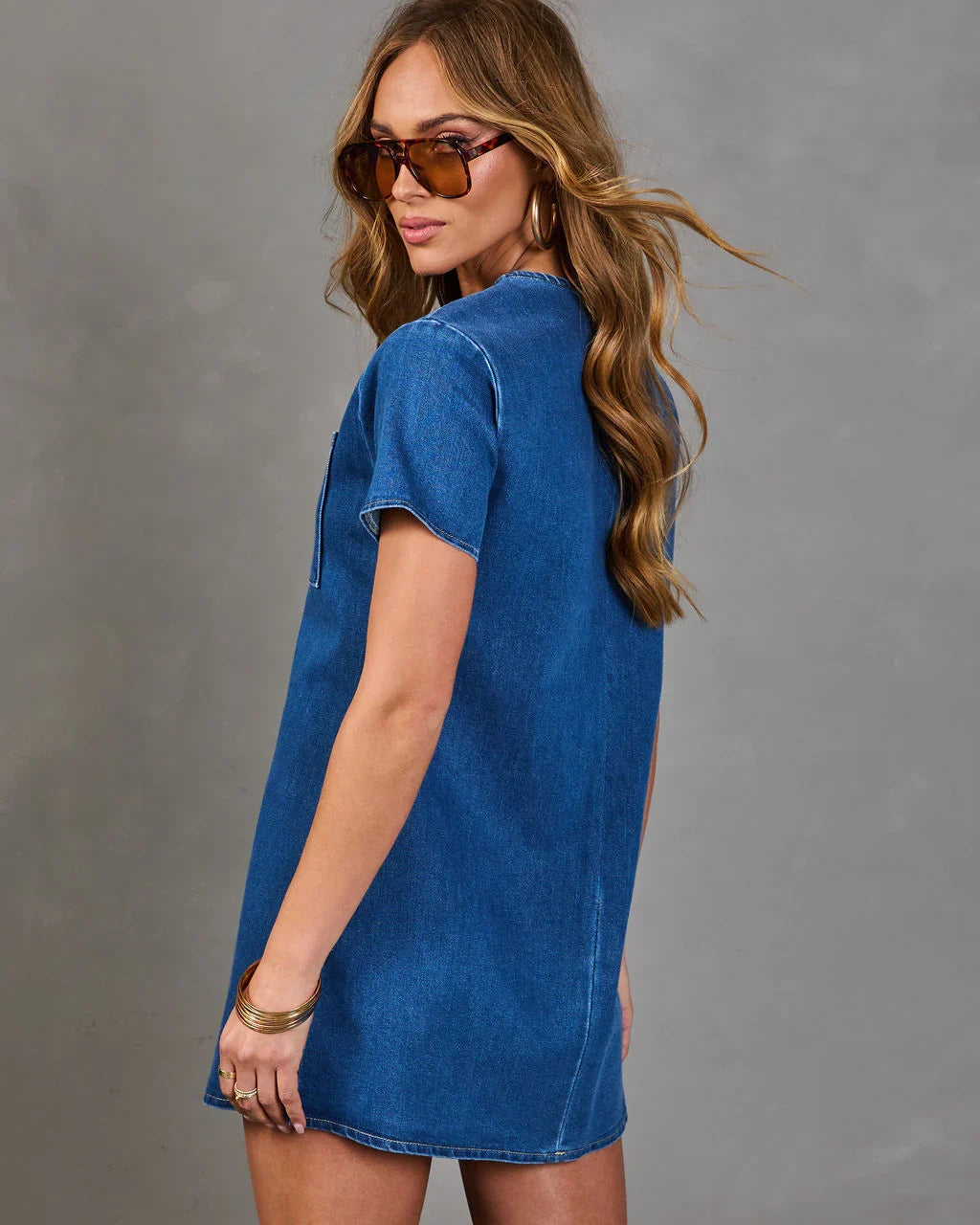 Sweet Structure Denim Mini T Shirt Dress