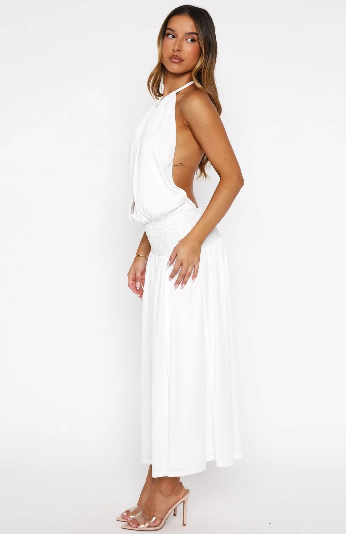 Always Evolving Halter Midi Dress White